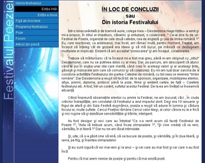 Poetry festival - site interface