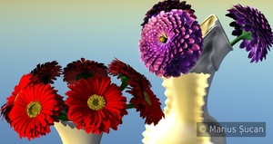 The dahlias and the gerberas, early WIP