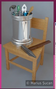 The small chair and a set of tools