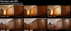 Piano's wood shader: reflections test renders
