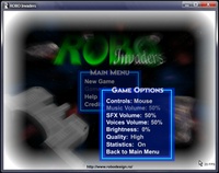 ROBO Invaders - main menu
