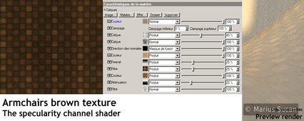 Armchairs brown texture: specularity shader details
