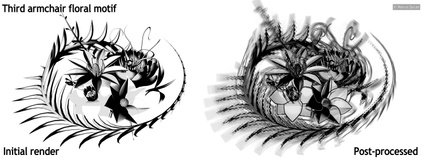 Third armchairs base shader floral motif