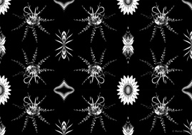 White curtains' floral motif